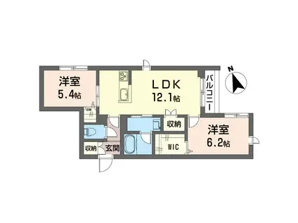 シャンテユーI(2LDK/1階)の間取り写真