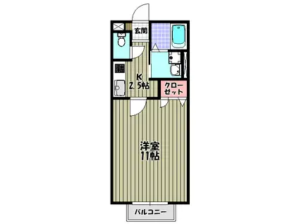 グレースヴィラ(1K/2階)の間取り写真