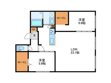 CIEL北11条 シエルキタ11(2LDK/3階)の間取り写真