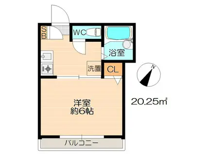 ウィステリアコート(1K/2階)の間取り写真