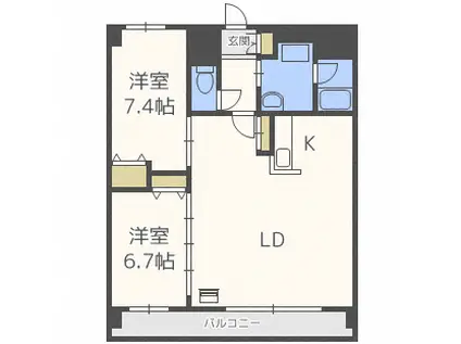 メゾンハマナス(2LDK/3階)の間取り写真