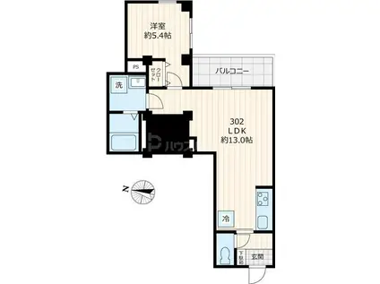 やなかのなかA(1LDK/3階)の間取り写真