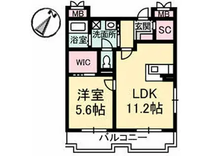NFツインズ A棟(1LDK/2階)の間取り写真