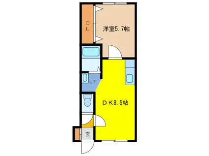 T.Sマンション(1DK/2階)の間取り写真