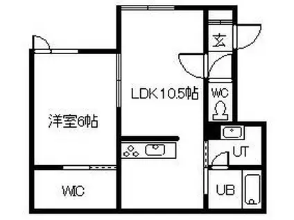 PEACE622 A棟(1LDK/1階)の間取り写真