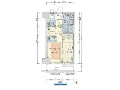 プレサンス難波クチュール(1LDK/12階)の間取り写真