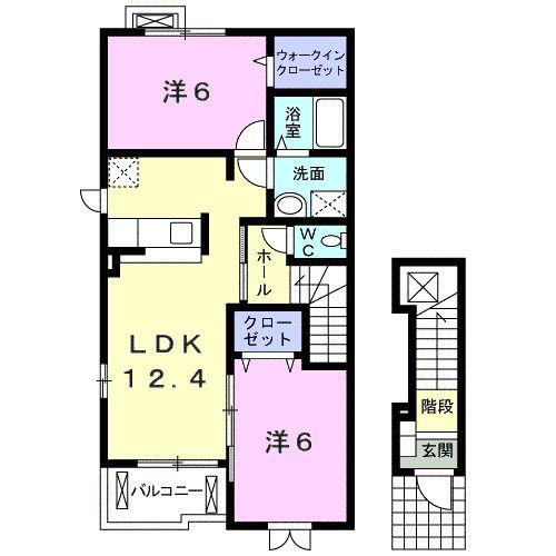 セイバリーB(2LDK/2階)の間取り写真