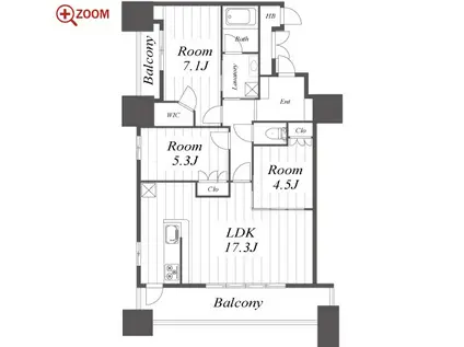 ザ・ライオンズミッドキャピタルタワー(3LDK/8階)の間取り写真