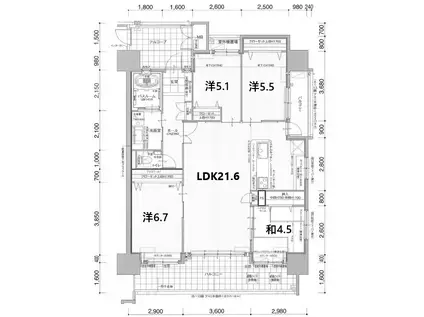 アーデントクレイル山口湯田弐番館(4LDK/2階)の間取り写真