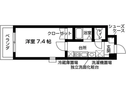 アンテルナ・ヴェルデュール(1K/3階)の間取り写真