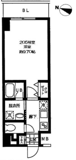 バレーヌ大森山王(1K/2階)の間取り写真