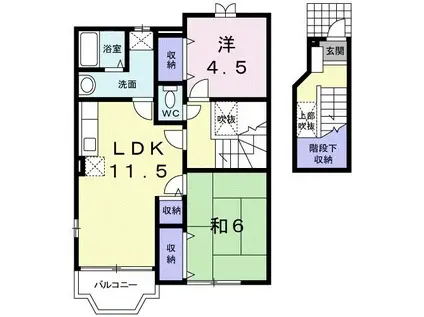 アンソレイエI番館(2LDK/2階)の間取り写真