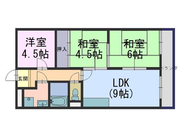 サンプラザ郡山(3LDK/5階)の間取り写真