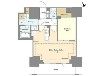 オアーゼ日暮里レジデンス(1LDK/4階)の間取り写真