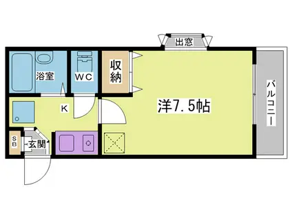 キャンパスヒルズ 鈴蘭台(1K/1階)の間取り写真