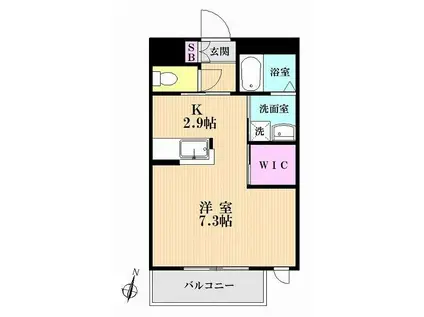 グリーンキャッスルII(1K/1階)の間取り写真