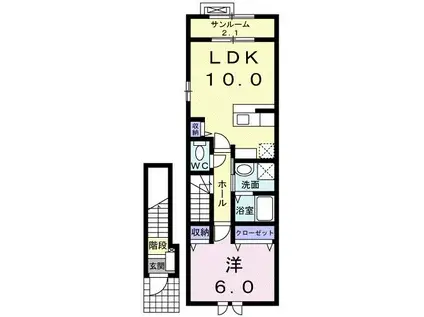 パールバック(1LDK/2階)の間取り写真