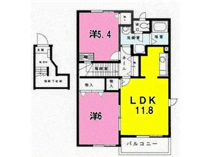 モンターニュ羽黒台(2LDK/2階)の間取り写真