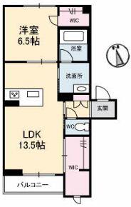 グランベレオ西新涯II(1LDK/3階)の間取り写真