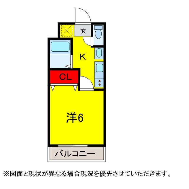 フィユフラッツ佐倉(1K/1階)の間取り写真