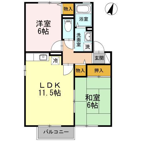 ウエストIII(2LDK/2階)の間取り写真