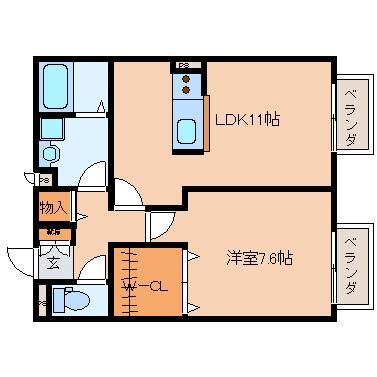 パセオ奈良(1LDK/1階)の間取り写真