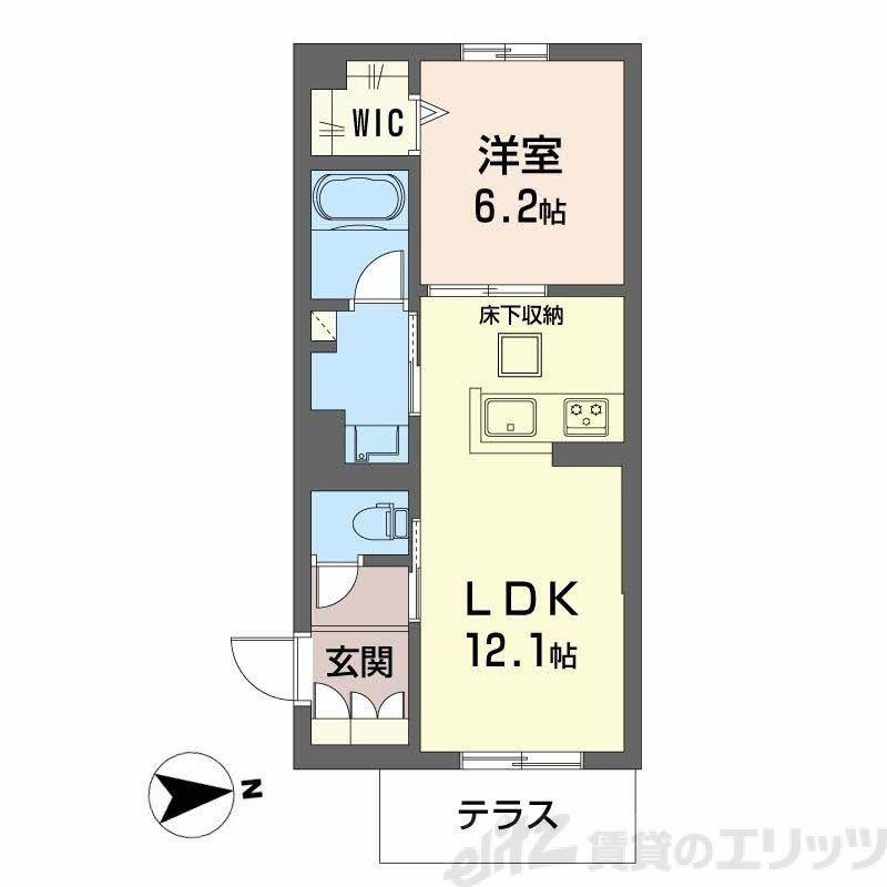 シャーメゾンエラブル 梅田北(1LDK/1階)の間取り写真
