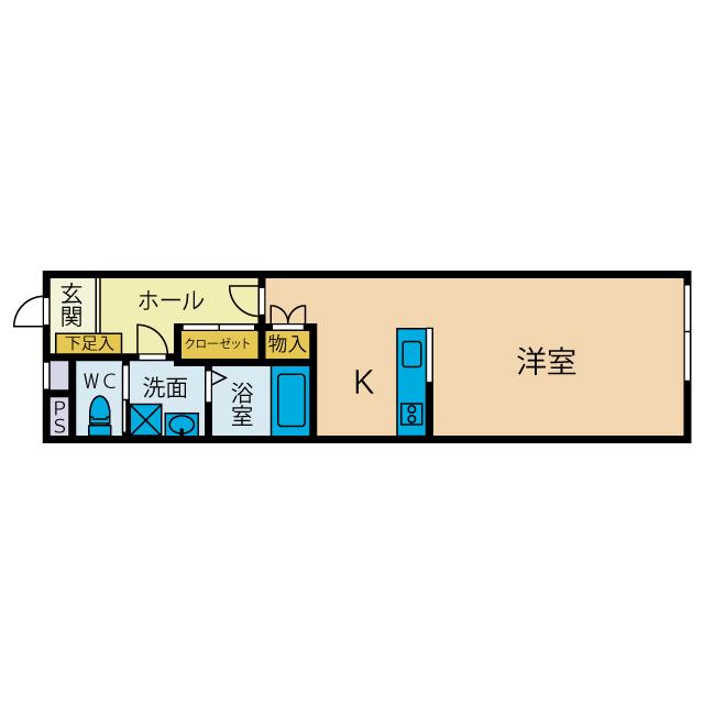 CASA MI 6(ワンルーム/1階)の間取り写真