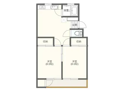 ランドヒルズ山崎(2DK/3階)の間取り写真