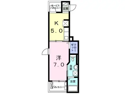 プリムヴェール II(1DK/3階)の間取り写真