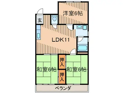 マンション栄和ハイツ(3LDK/1階)の間取り写真