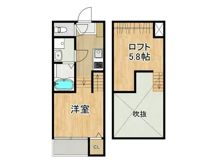 MODERN PALAZZO 貝津PRIME(1SK/1階)の間取り写真