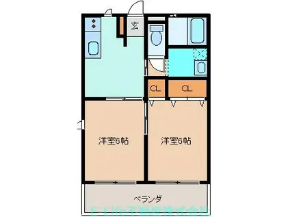 プライムコート(2DK/1階)の間取り写真