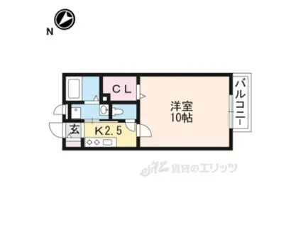 ウエストヴァレーⅢ(1K/1階)の間取り写真