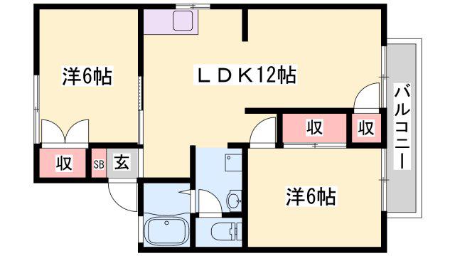 ユートピアSK(2LDK/2階)の間取り写真
