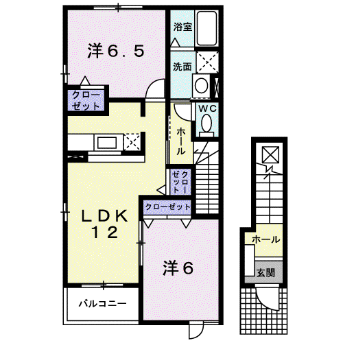 シャルムシャトレA(2LDK/2階)の間取り写真