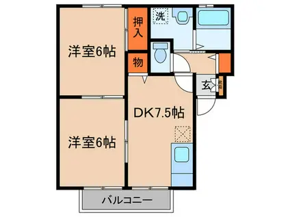 ウインディア千年(2DK/1階)の間取り写真
