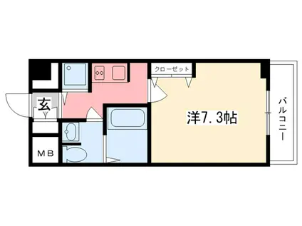アーバングリーン甲子園(1K/8階)の間取り写真
