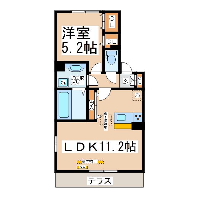 サクラハイム(1LDK/1階)の間取り写真