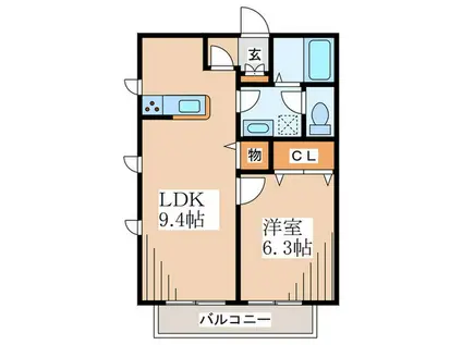CHOUCHOU(1LDK/2階)の間取り写真