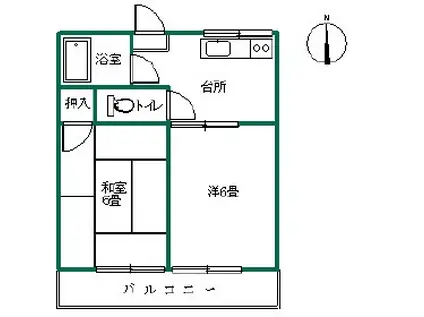 第3コーポ甲斐(2K/1階)の間取り写真
