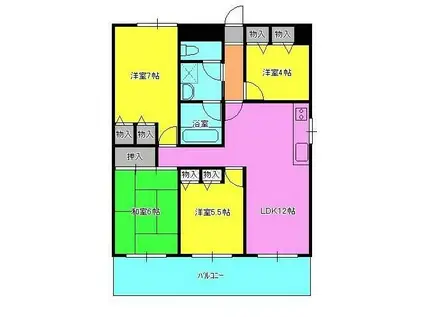 プレジデント水前寺(4LDK/11階)の間取り写真
