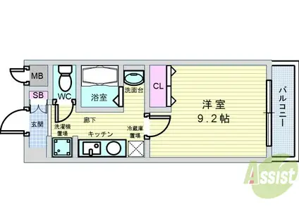 フロン・ツオーネ(1K/3階)の間取り写真