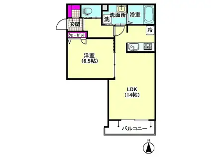 メゾン・シュシュ(1LDK/2階)の間取り写真