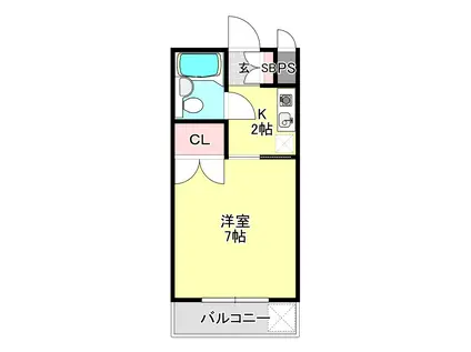 ロイヤルヒルズ(1K/2階)の間取り写真