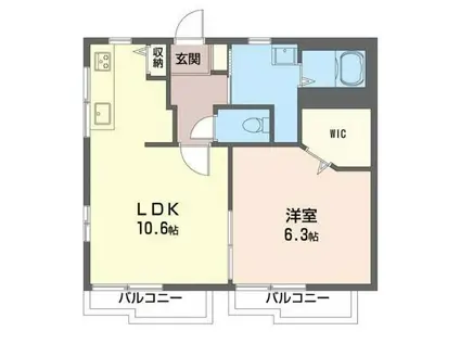 タウニー五香(1LDK/2階)の間取り写真