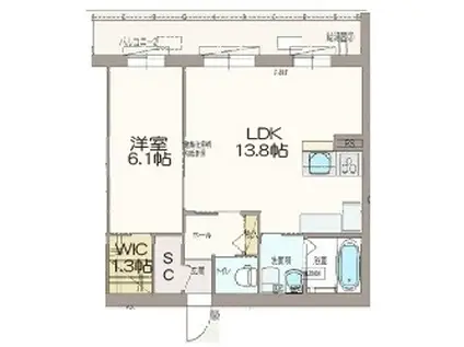 スタシオン戸田公園(1LDK/2階)の間取り写真