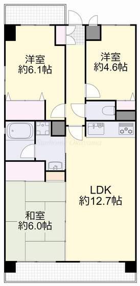 ル・サンク西市(3LDK/3階)の間取り写真