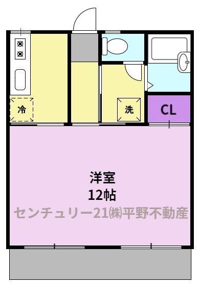 カーサ・エスメラルダA(1DK/1階)の間取り写真
