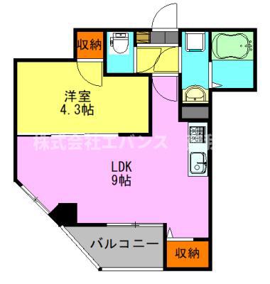 コネクトパークヒルズ千葉中央(1LDK/10階)の間取り写真
